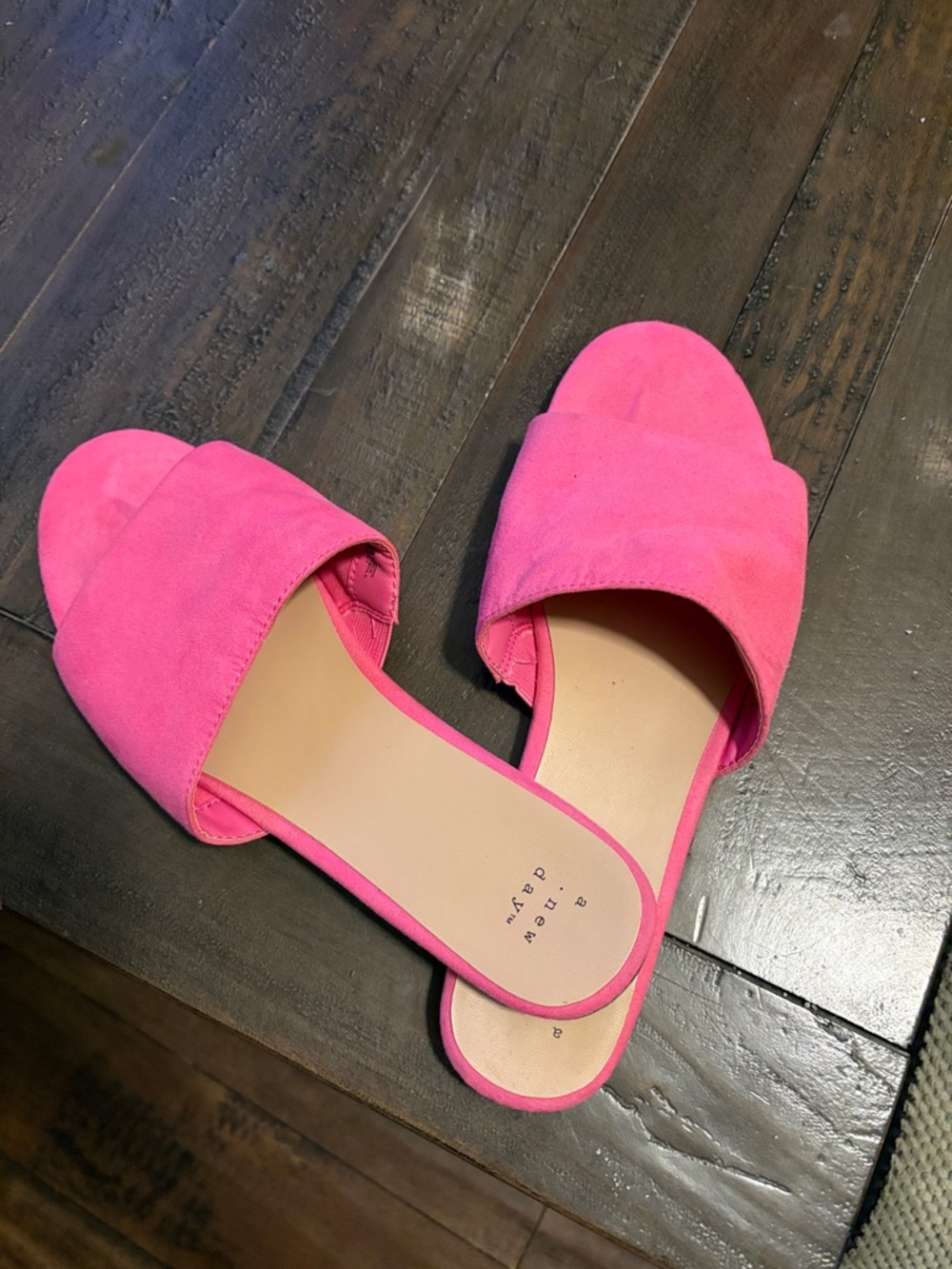 Pink Women's Slide Sandals - Suede-Look Open Toe